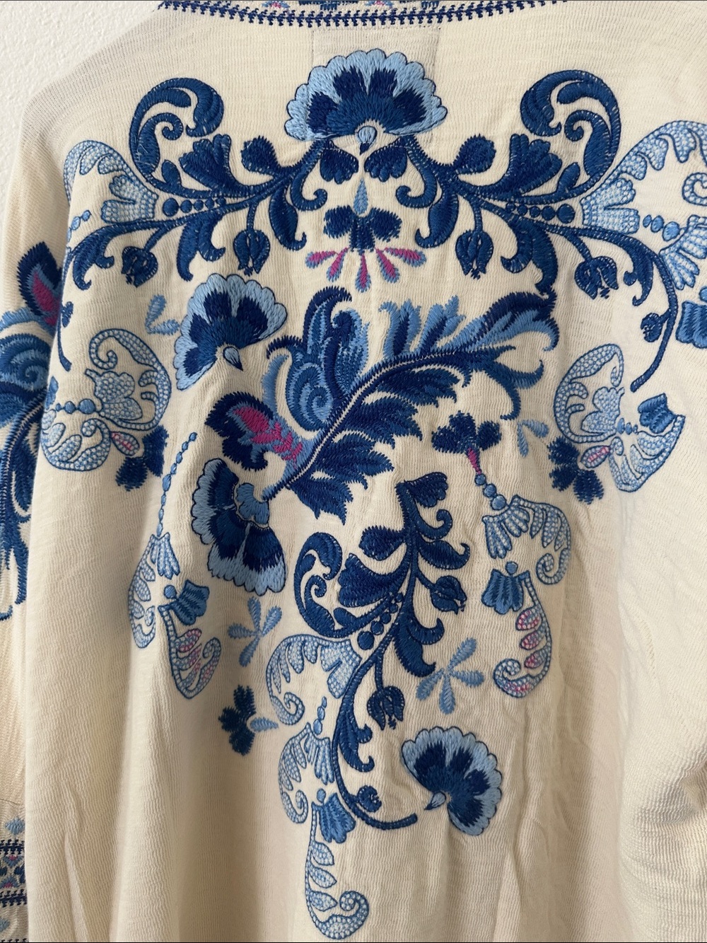 Johnny Was BIYA Short Kimono NAIDA Embroidered Cream Cardigan SZ Med NEW - Picture 6 of 6